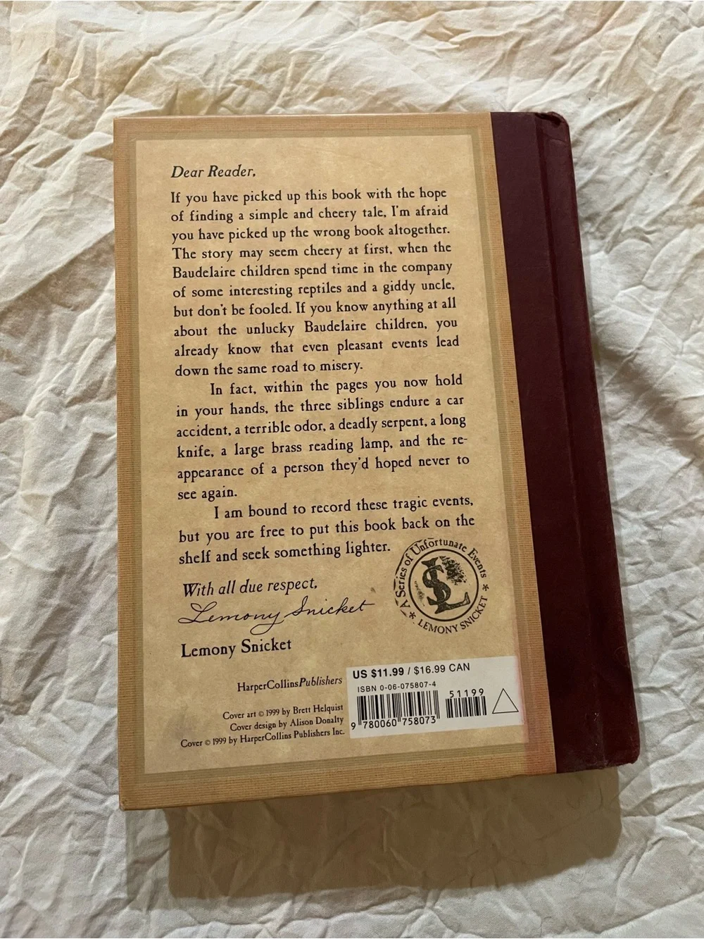 A Series of Unfortunate Events: The Reptile Room Hardcover by Lemony Snicket